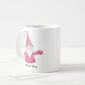 Monogrammed Schattigee Gnome Roze en Witte Kerst Koffiemok (Voorkant links)