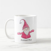 Monogrammed Schattigee Gnome Roze en Witte Kerst Koffiemok (Links)