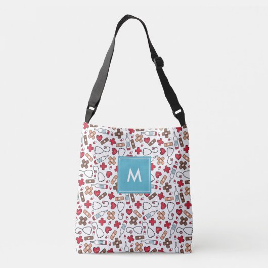 Monogrammed Schattigee medische patroonverpleegkun Crossbody Tas (Achterkant)
