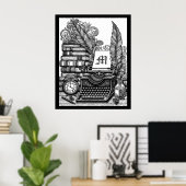 Monogrammed  Schrijver Thema Kleur Me Poster (Thuiskantoor)