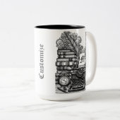 Monogrammed  Schrijver Thema Kleur Me Tweekleurige Koffiemok (Voorkant rechts)