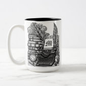 Monogrammed  Schrijver Thema Kleur Me Tweekleurige Koffiemok (Links)