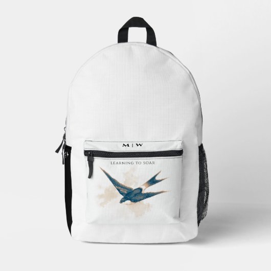Monogrammed Schuur Swallow Print Gesneden Naaizak Bedrukte Rugzak (Voorkant)