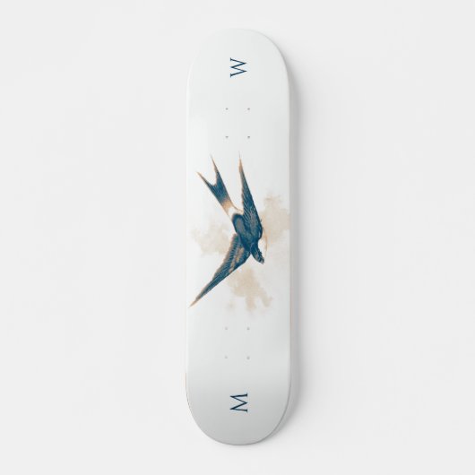 Monogrammed Schuur Swallow Skateboard (Voorkant)