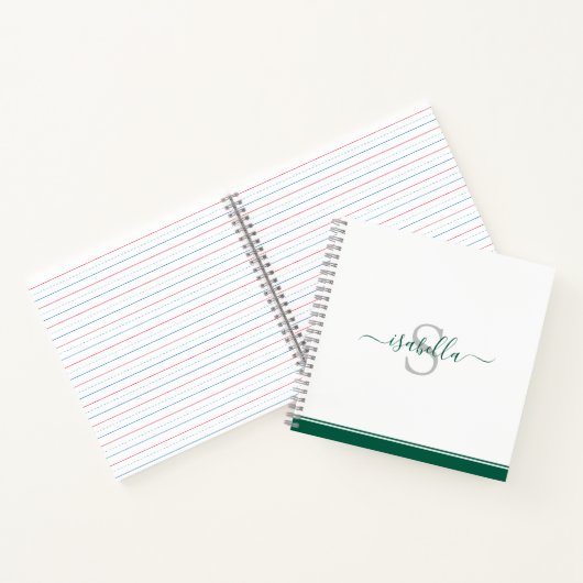 Monogrammed Script Emerald Green Notitieboek (Binnen)