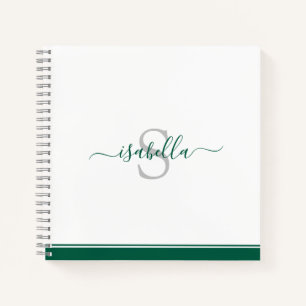 Monogrammed Script Emerald Green Notitieboek