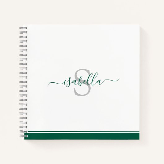 Monogrammed Script Emerald Green Notitieboek (Voorkant)