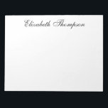 Monogrammed Script Notitieblok<br><div class="desc">Dit 11x 8.5 notitieblok met 40 pagina's met jouw naam in een mooie, moderne maar traditionele scriptlettertype in het zwart is perfect voor het schrijven van notities aan het kantoor personeel, familie en vrienden! Je zult het leuk vinden om het te laten doen. Het is een groot geschenk voor elke...</div>