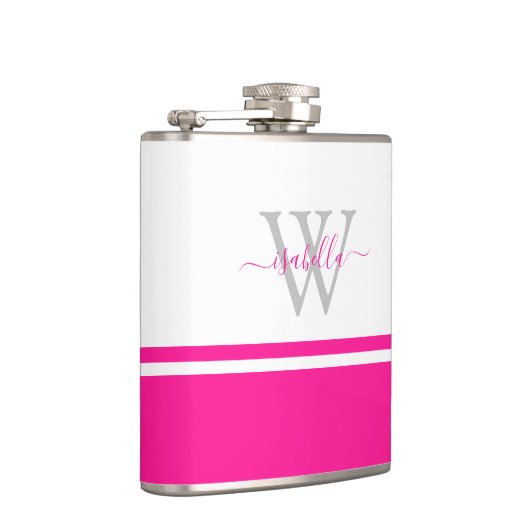 Monogrammed Script roze fles Heupfles (Rechts)