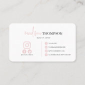 Monogrammed Script Typografie Bleke roze QR-code Visitekaartje (Achterkant)