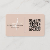 Monogrammed Script Typografie Boho Beige QR Code Visitekaartje (Voorkant)