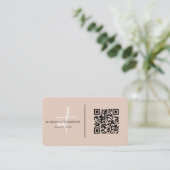 Monogrammed Script Typografie Boho Beige QR Code Visitekaartje (Staand voorkant)