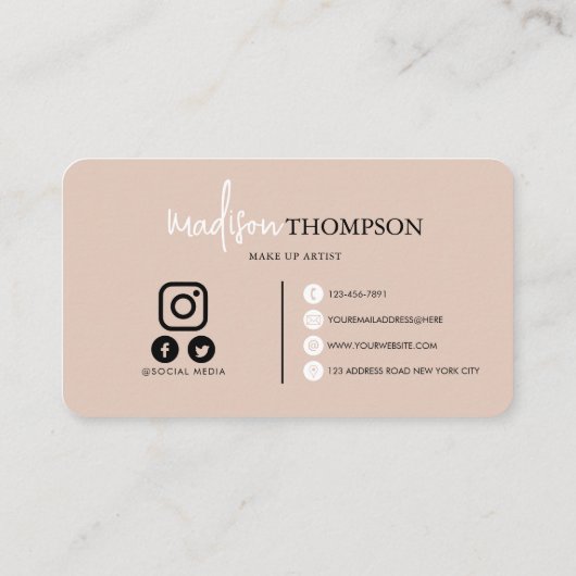 Monogrammed Script Typografie Boho Beige QR Code Visitekaartje (Achterkant)