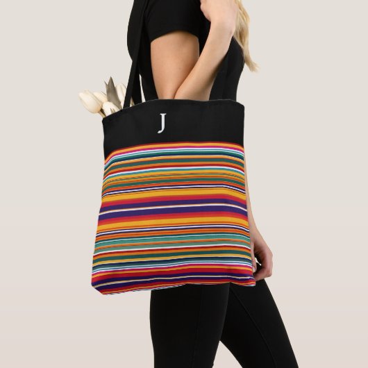 Monogrammed Serape Stripe Canvas tas (Dichtbij)