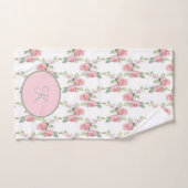 Monogrammed Shabby Chic Pink Rose Floral Bad Handdoek (Handdoek)