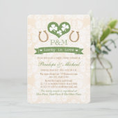 Monogrammed Shamrock en Hoefijzer Koppels Douche Kaart (Staand voorkant)