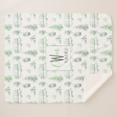 Monogrammed Sherpa Blanket | Groene Camping Bossen Sherpa Deken (Voorkant (horizontaal))