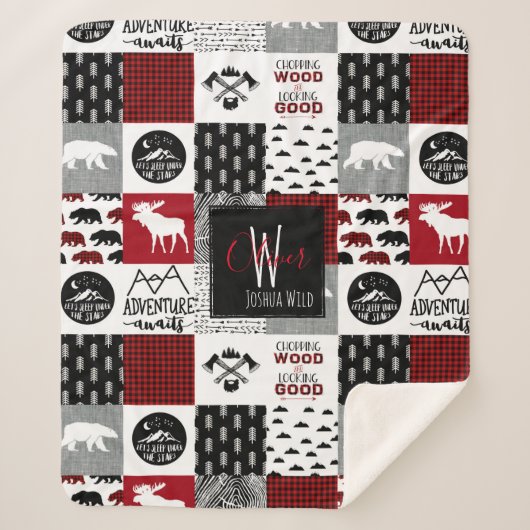Monogrammed Sherpa Blanket | houthakker Wilderness Sherpa Deken (Voorkant)