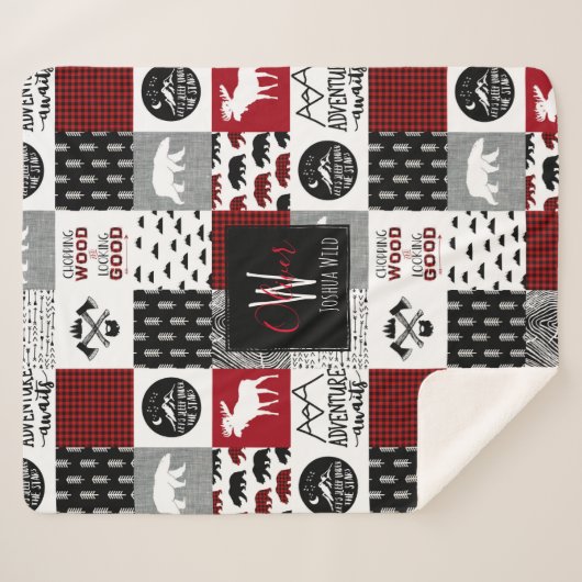 Monogrammed Sherpa Blanket | houthakker Wilderness Sherpa Deken (Voorkant (horizontaal))