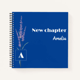 Monogrammed sierlijke pensioen naam blauw notitieboek