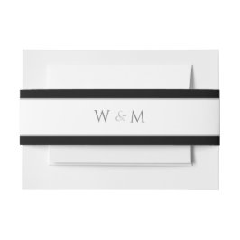 Monogrammed Silver Font Black White Wedding Uitnodigingen Wikkel