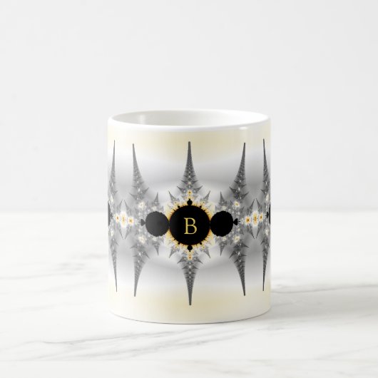 Monogrammed Silver Fractal Spikes Koffiemok (Center)