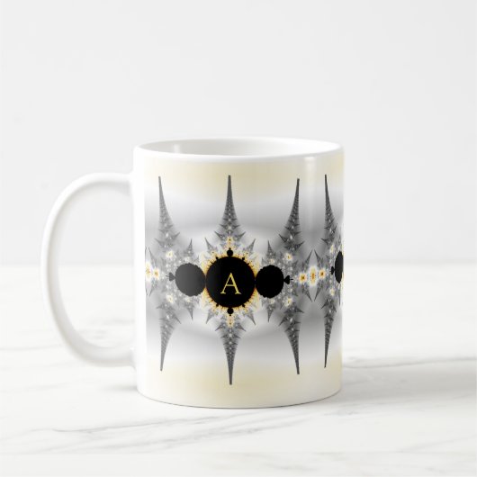Monogrammed Silver Fractal Spikes Koffiemok (Links)