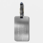 Monogrammed Silver Glitter Drip Metal Bagagelabel (Achterkant verticaal)
