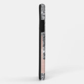 Monogrammed Silver Grey Glitter druppelt roze meta Case-Mate iPhone Case (Achterkant/rechts)