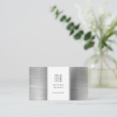Monogrammed Silver Grey Metallic Folie Consultant Visitekaartje (Staand voorkant)