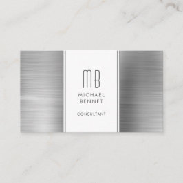 Monogrammed Silver Grey Metallic Folie Consultant Visitekaartje