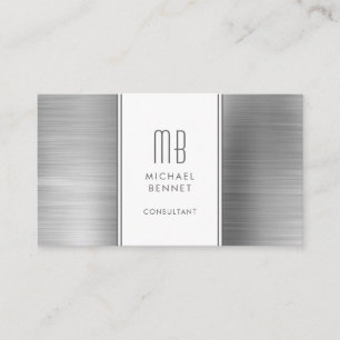 Monogrammed Silver Grey Metallic Folie Consultant Visitekaartje