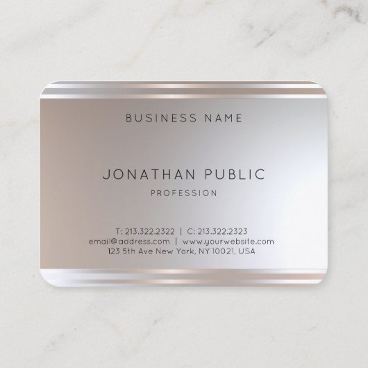 Monogrammed Silver Look Elegant Modern Sjabloon Visitekaartje (Achterkant)