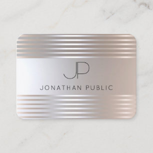 Monogrammed Silver Look Elegant Modern Sjabloon Visitekaartje
