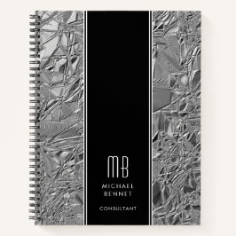 Monogrammed Silver Metallic Business Notitieboek