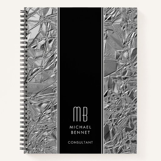 Monogrammed Silver Metallic Business Notitieboek (Voorkant)