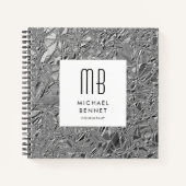 Monogrammed Silver Metallic Business Notitieboek (Voorkant)