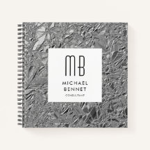 Monogrammed Silver Metallic Business