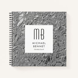 Monogrammed Silver Metallic Business Notitieboek