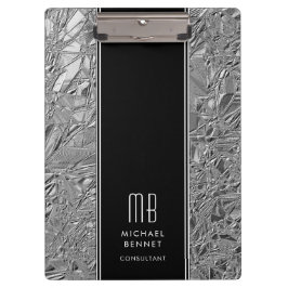 Monogrammed Silver Metallic Folie Klembord