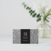 Monogrammed Silver Metallic Folie Visitekaartje (Staand voorkant)