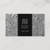 Monogrammed Silver Metallic Folie Visitekaartje (Voorkant)