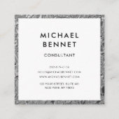 Monogrammed Silver Metallic Vierkante Visitekaartje (Achterkant)