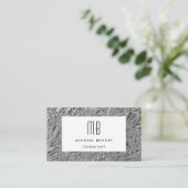 Monogrammed Silver Metallic Visitekaartje (Staand voorkant)