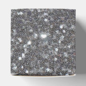 Monogrammed Silver Sparkle Faux Glitter Cube Bedankdoosjes (Bovenkant)