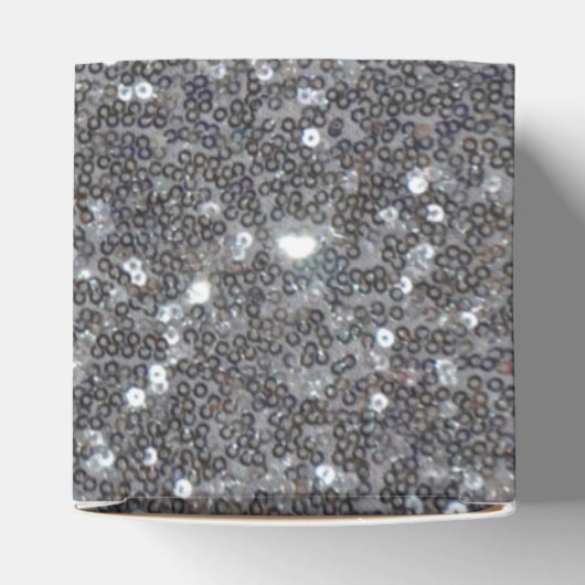 Monogrammed Silver Sparkle Faux Glitter Cube Bedankdoosjes (Bovenkant)
