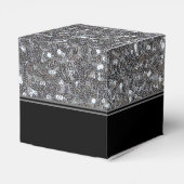 Monogrammed Silver Sparkle Faux Glitter Cube Bedankdoosjes (Achterkant)