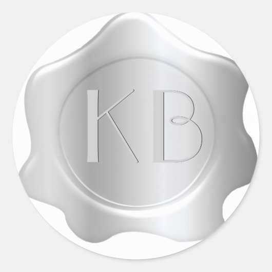 Monogrammed Silver Tone Wax Seal Stickers (Voorkant)