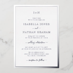 Monogrammed Silver Wedding Folie Uitnodiging