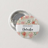 Monogrammed Sinaasappel Blush Roos Waterverf Ronde Button 3,2 Cm (Voorkant /achterkant)